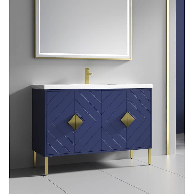 48" Tennant Brand Modern Style Navy Blue Eileen Bathroom Sink Vanity