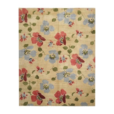 Hand Knotted Pistacchio Tibetan Wool Transitional Oriental Area Rug - 7' 11'' x 10' 3''
