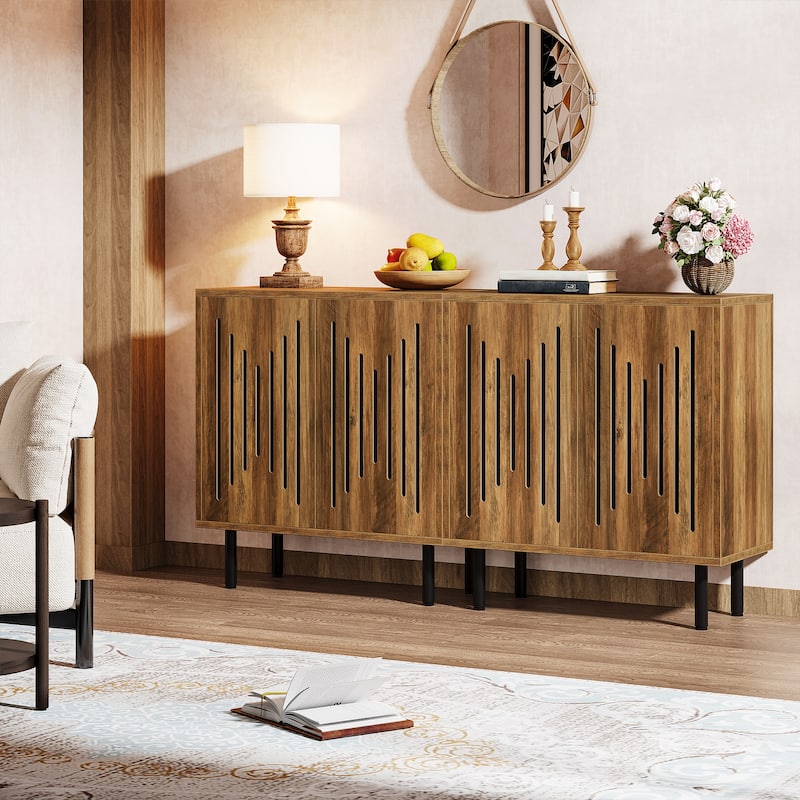 Sideboard Buffet Cabinet with Doors & Adjustable Shelves (Set of 2)