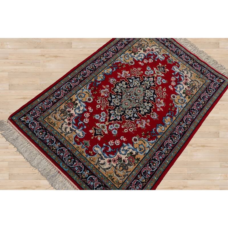 2'5''x3'8'' Hand Knotted Wool Red Isfahan Traditional 300 KPSI Rug - 2' 5'' x 3' 8''