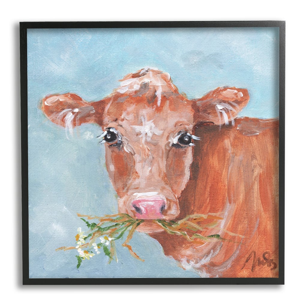 Stupell Cattle With Herb Sprigs Portrait Framed Giclee Art by Molly Susan Strong
