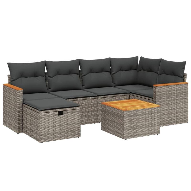 vidaXL Patio Sofa Set with Cushions Outdoor Conversation Furniture Poly Rattan