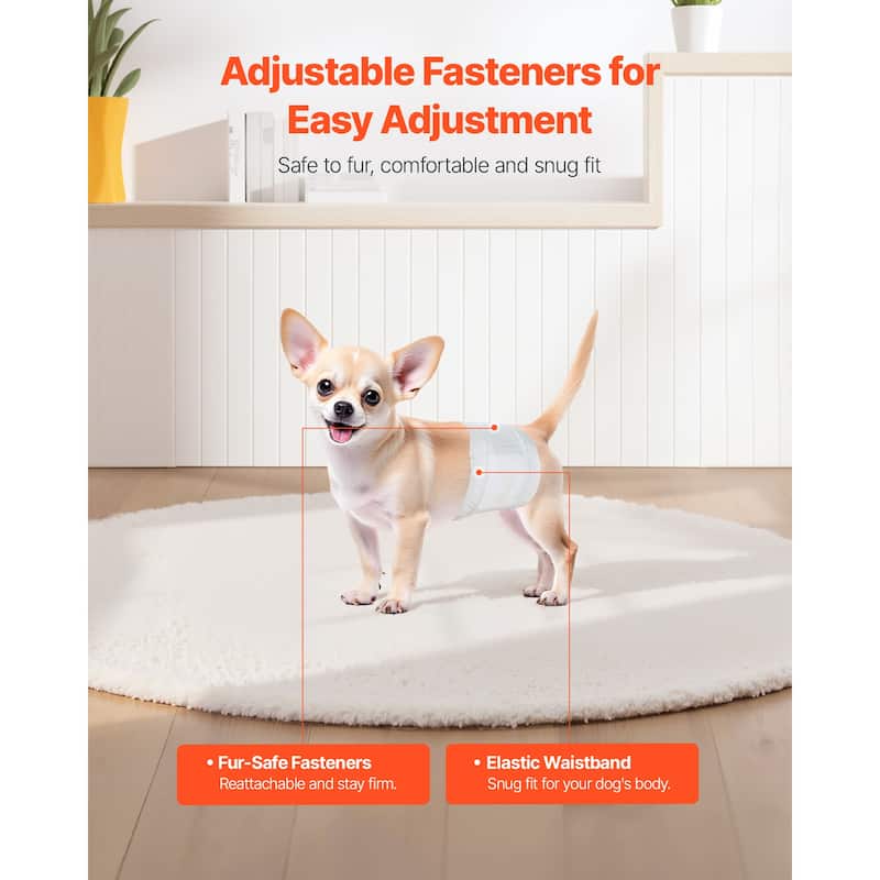 UIMOSO Disposable Male Dog Diapers, Super Absorbent Male Dog Wraps, 360 ° Leak-Proof Belly Bands with Wetness Indicator