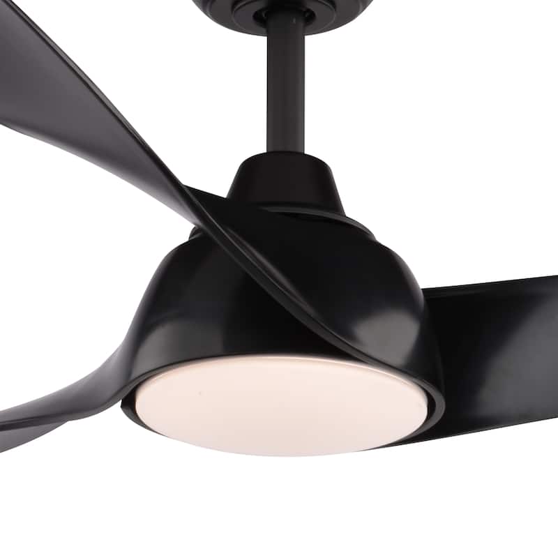 VAXCEL Crest Hill 56 in. Matte Black Indoor Ceiling Fan, Dimmable Integrated LED Light Kit, Remote Control, DC Motor