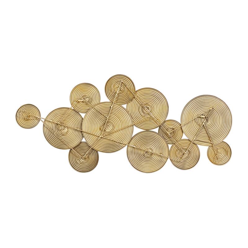 CosmoLiving by Cosmopolitan Metal Plate Wall Decor with Textured Circles - Gold or Black