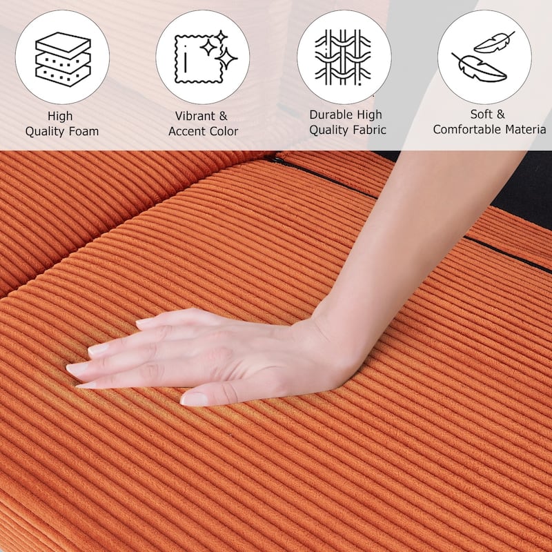 74" Sofas for Living Room, Corduroy Love Seat Couches, Small Couch with 2 Pillow ,, Easy Assembly Sofa for Small Spaces