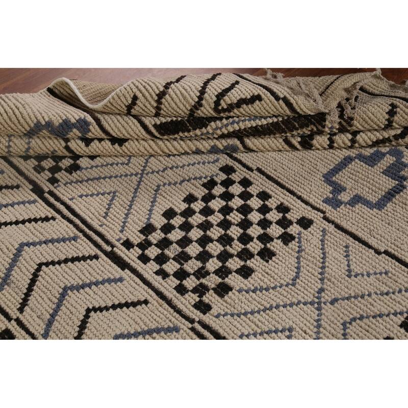 Geometric Trellis Moroccan Area Rug Handmade Wool Carpet - 9'0"x 12'5"