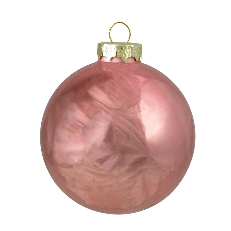 6ct Shiny Matte Baby Pink Glass Ball Christmas Ornaments 3.25" (80mm)