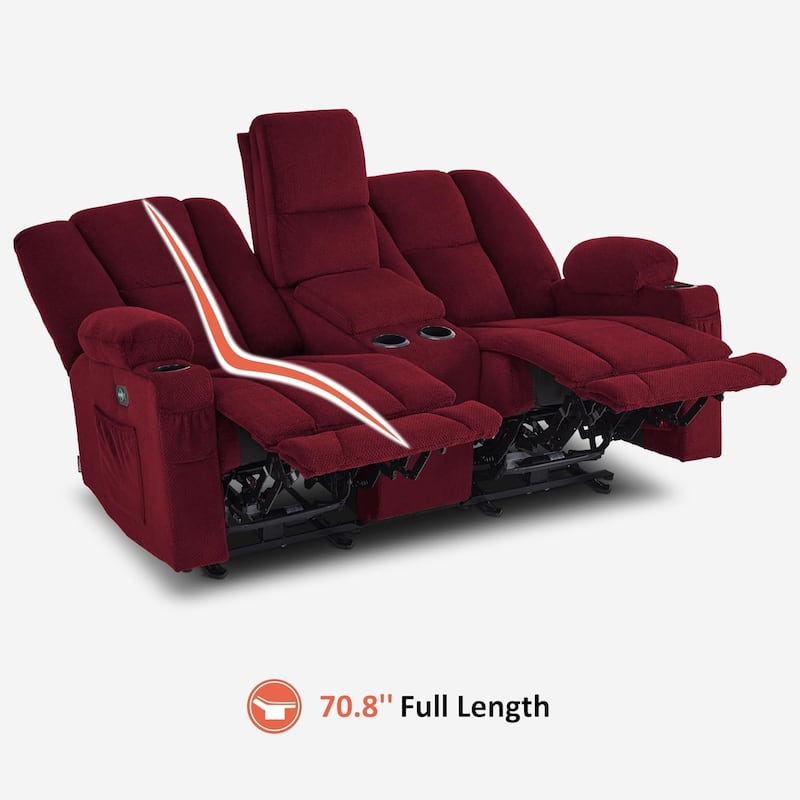 MCombo Electric Power Reclining Sofa with Massage and Lumbar Heat, Fabric 6015/6025/6035/6045