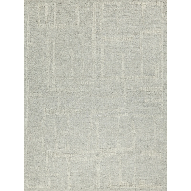 Breckenridge Handmade Hand Tufted New Zealand Wool Silver/Ivory Area Rug.
