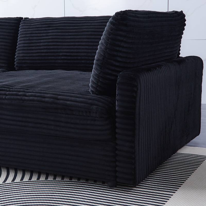 The 112-Inch Corduroy Sofa,With Two Throw Pillows And Four Backrests