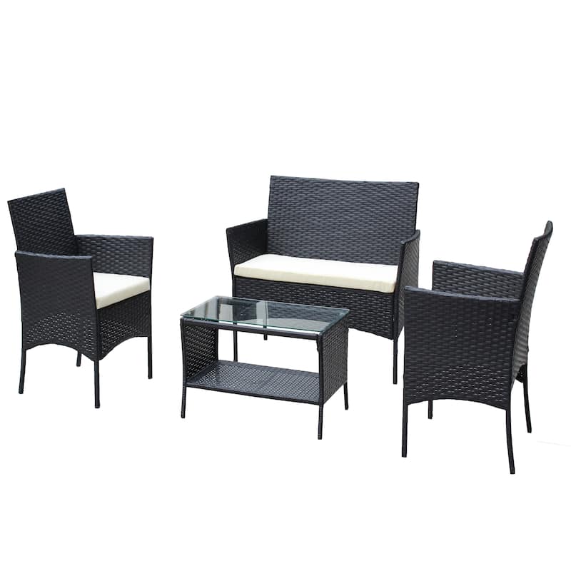 4 PC Rattan Patio Furniture Set