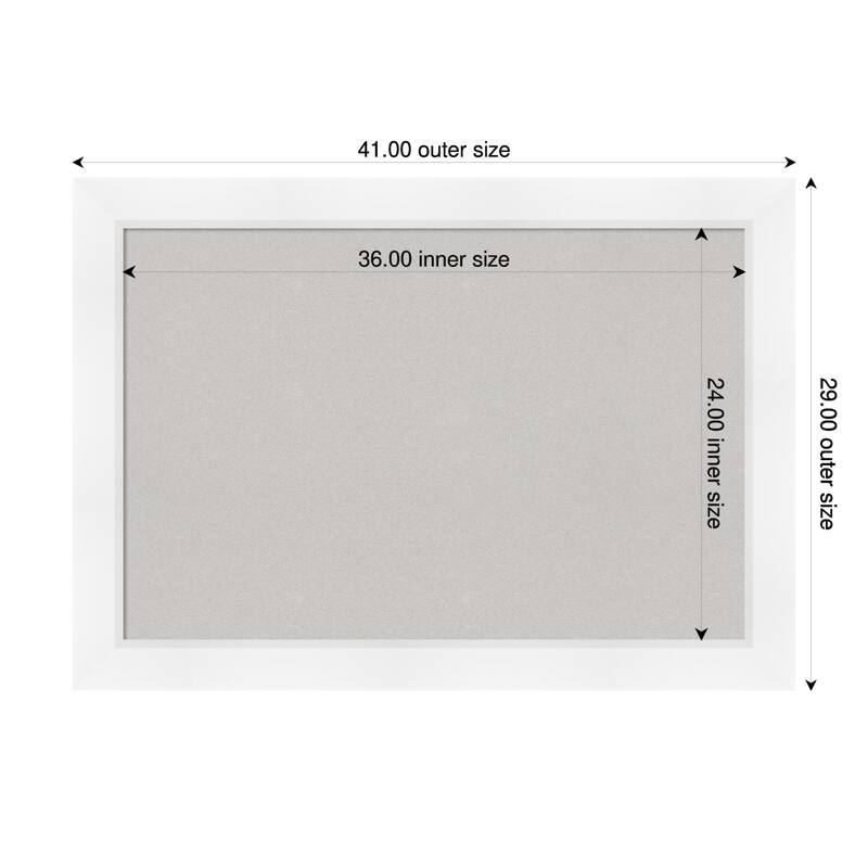 Sloped White Framed Cork Board - Bulletin Board, Organization Board, Pin Board - Grey - 41 x 29 in