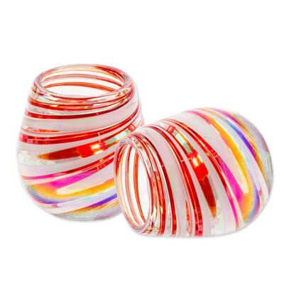 Novica Handmade Joyous Enchantment Handblown Stemless Wine Glasses (Pair)