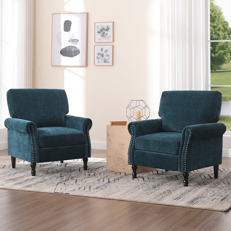 Modern Upholstered Armchair Nailhead Trim Accent Chair (Set of 2)