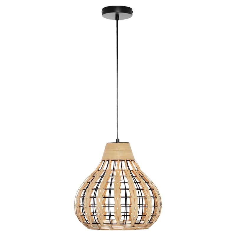 Arlo River of Goods 13-Inch Gourd Shaped Pendant Light with Natural Rattan Shade - 13" x 13" x 15/63" - 13" x 13" x 15/63"