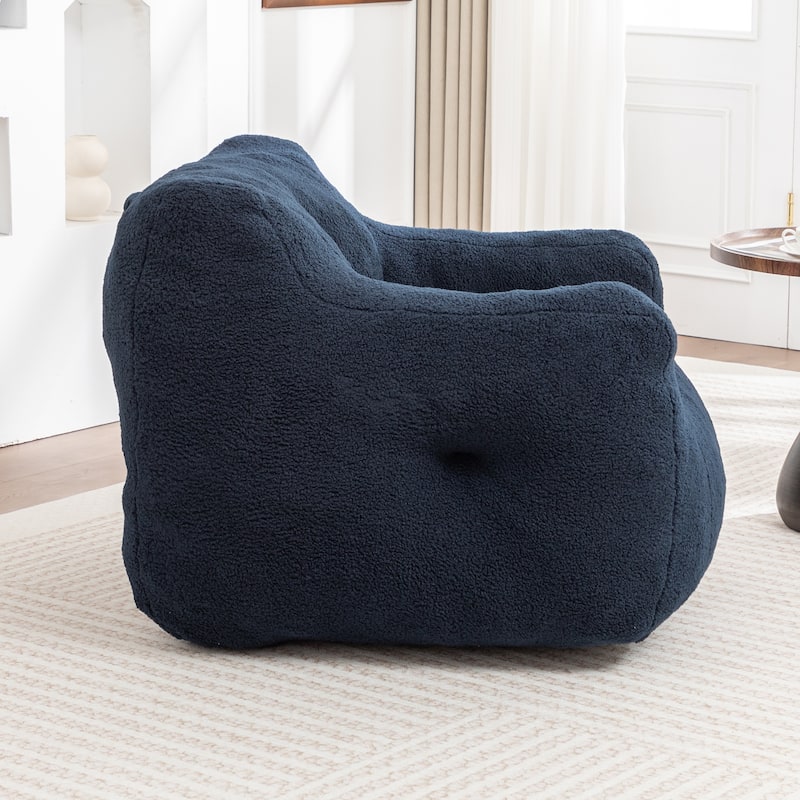 GDFStudio - Teddy Fabric 37" Deep Seat Bean Bag Chair with Armrests