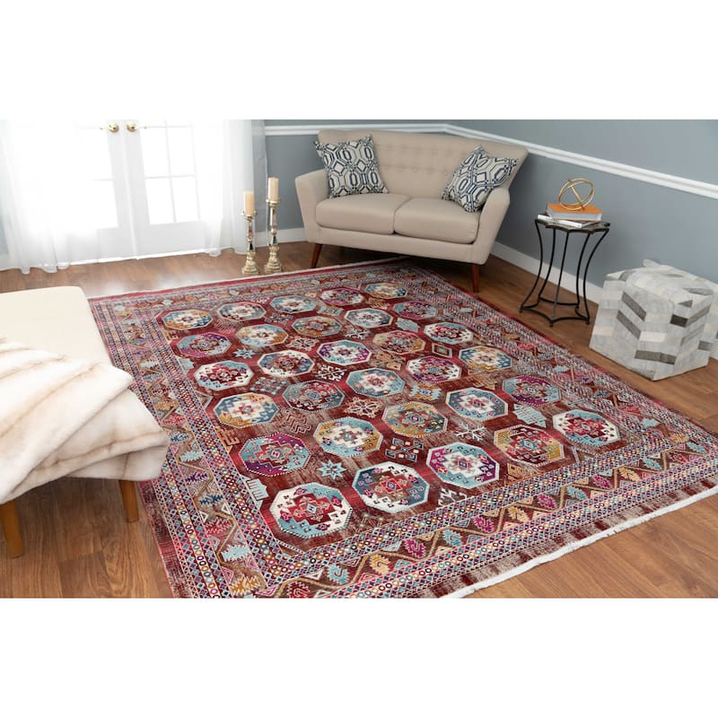 Noori Rug Latif Jodie Rug - 2'0" x 3'0" - Burgundy/Blue