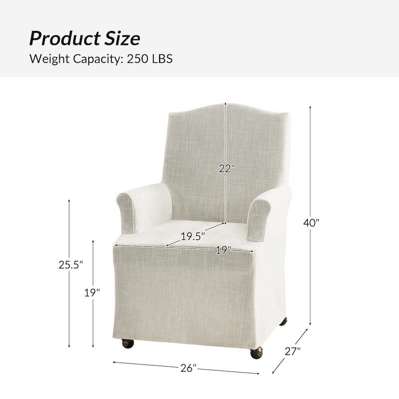 Alethea Upholstered Slipcover Arm Dining Chair with Soild Wood Legs Set of 4 by HULALA HOME