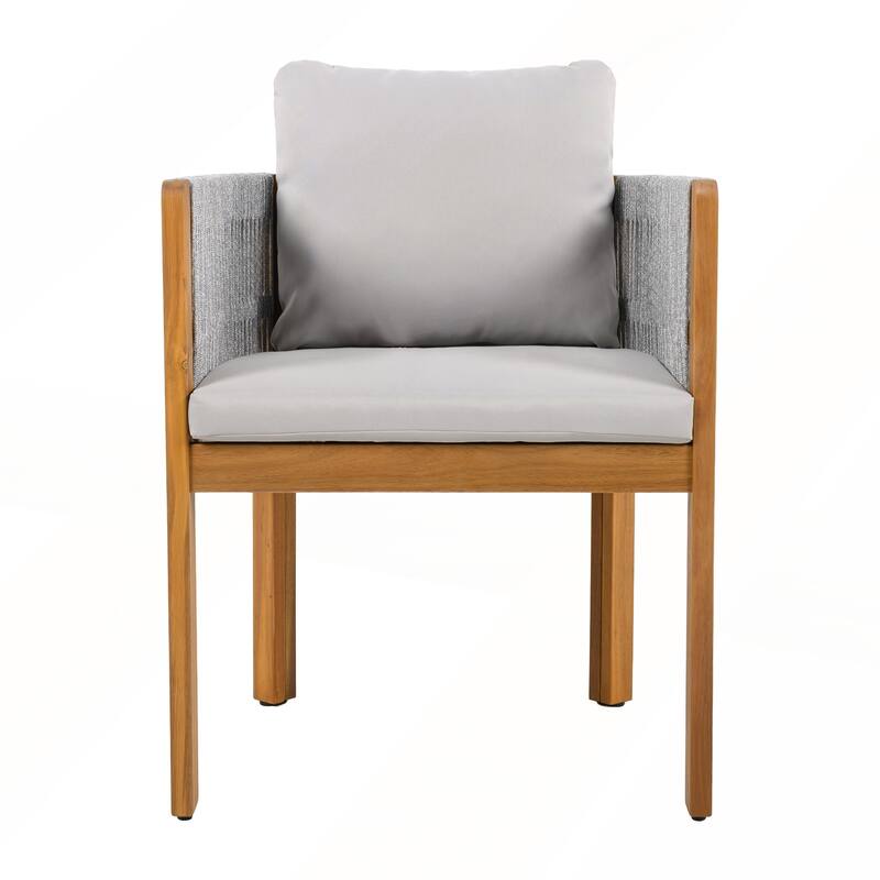 Acacia Wood Outdoor Dining Chairs 2-Pack with Washable Waterproof Cushions