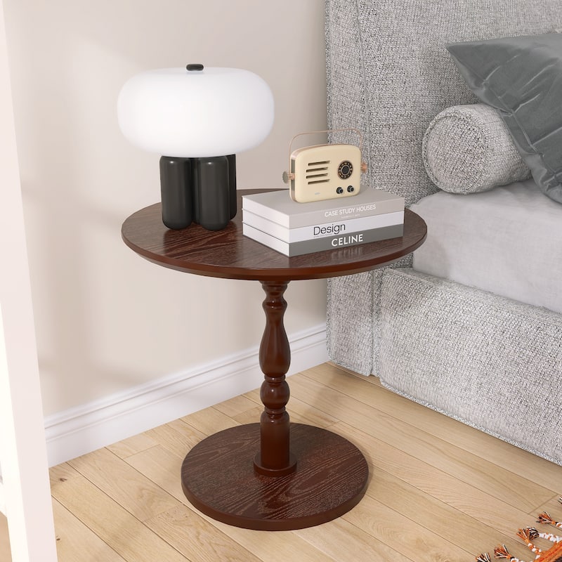 23''Accent Round Table,Round Side Table, Small Table for Small Spaces,Modern Accent Nightstand with Solid Wood Leg