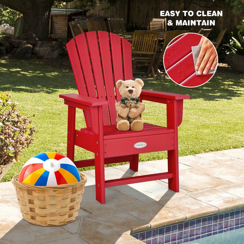 Gymax Set of 2 Kids Patio Adirondack Chair Armchair Weather Resistance