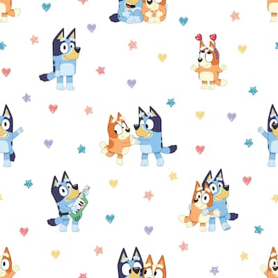 Bluey and Bingo Hearts Multicolor Peel and Stick Wallpaper