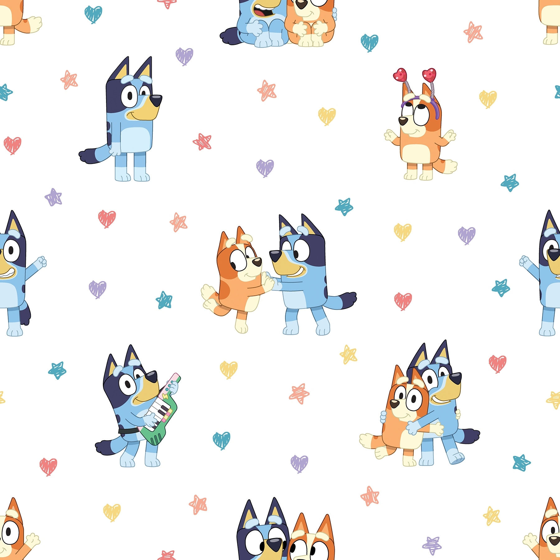 Bluey and Bingo Hearts Multicolor Peel and Stick Wallpaper