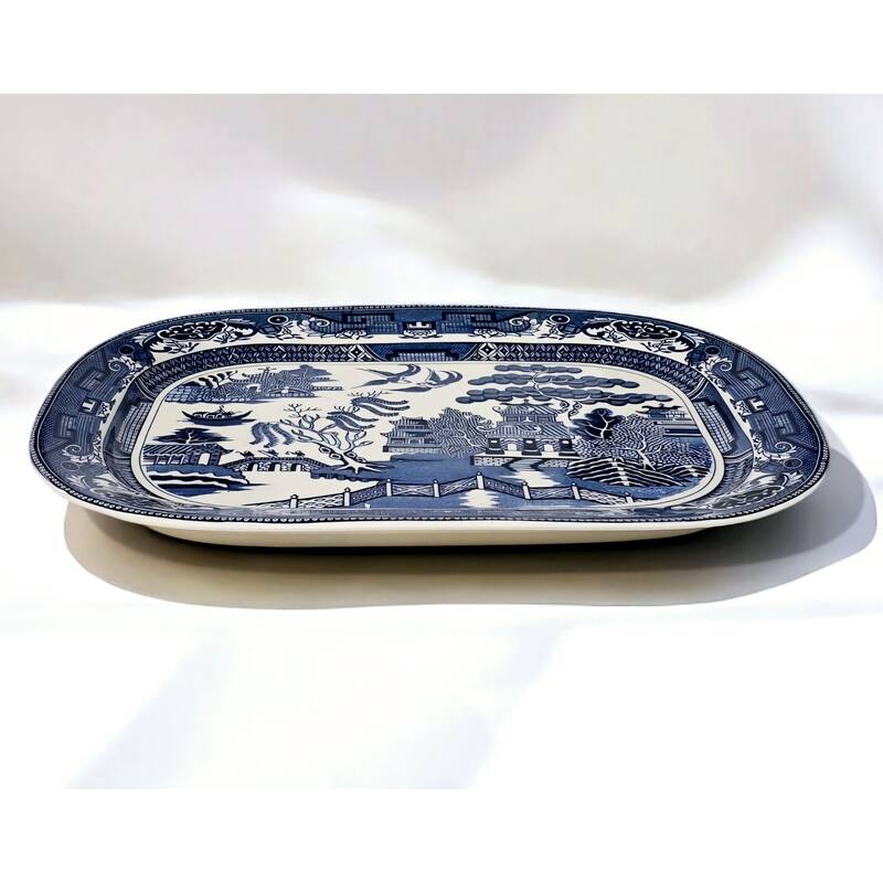 Belle Porcelain Decorative Platter, Blue and White