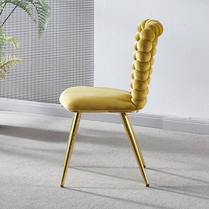 Modern Chair Set (2) with Golden Iron Tube Legs