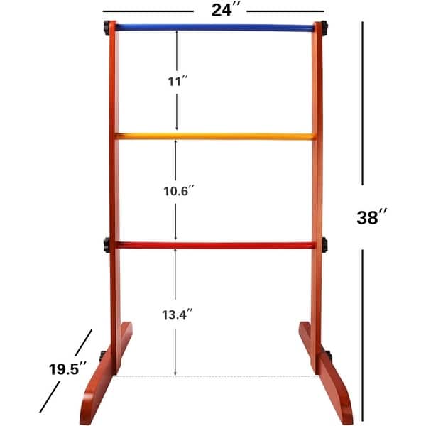 dimension image slide 1 of 2, GSE™ Premium Solid Wood Ladder Ball Toss Game Set with Ladder Ball Bolas & Carrying Case - Wooden Ladder Set