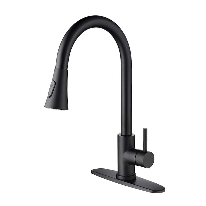 Kitchen Faucet With Pull Out Spraye,And The High-Arc Nozzle Rotates 360° - Matte Black