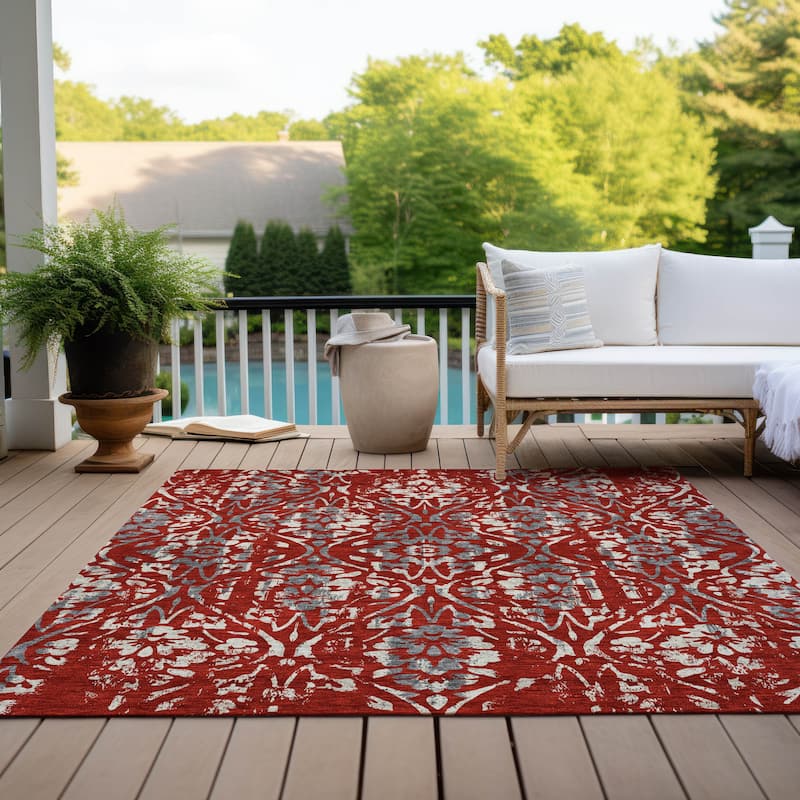 Machine Washable Indoor/ Outdoor Chantille Traditional Distressed Rug