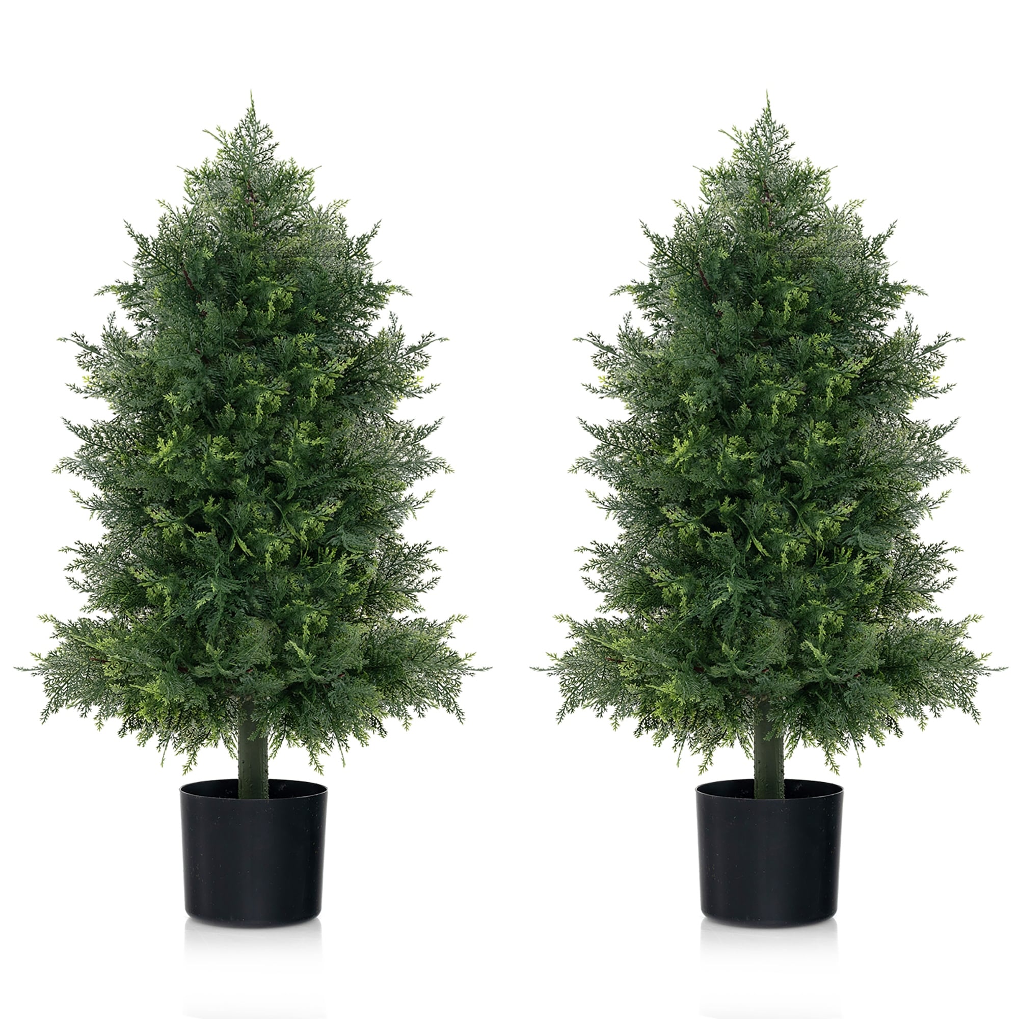 Gymax 2PCS 31.5'' Artificial Cedar Topiary Tree Faux Indoor Floor