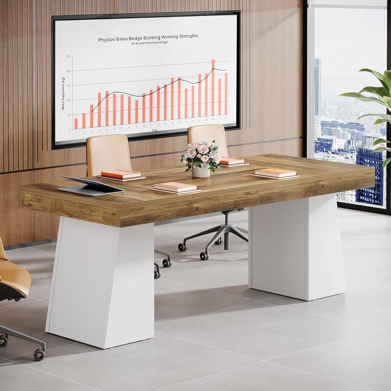 55.1" W Conference Table for 4-6 People, Modern Meeting Table