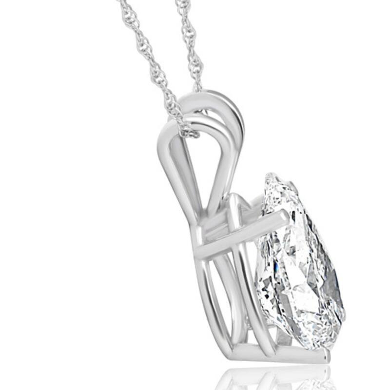 Bliss Diamond 1Ct Pear Solitaire Diamond Pendant Necklace White Gold