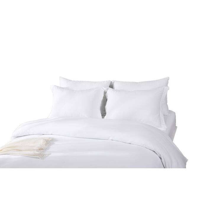 HomeRoots White King Microfiber 1400 Thread Count Machine Washable Duvet Cover Set Bed Bath