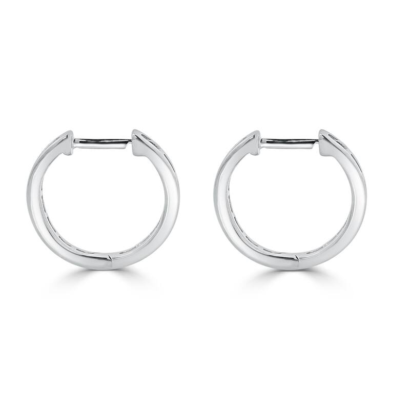 Auriya 1/4ctw Ultra-Petite Baguette Diamond Hoop Earrings 10K Gold - 0.57-inch (H-I, I1-I2) - 0.44-inch