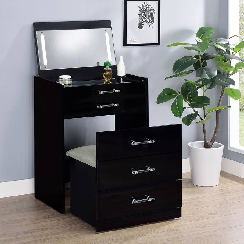 3 Drawers Makeup Vanity Set with Stool