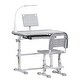 preview thumbnail 1 of 8, Kids Desk and Chair Set, Height Adjustable School Study Table and Chair, Student Writing Desk with Tilt Desktop - Grey Grey