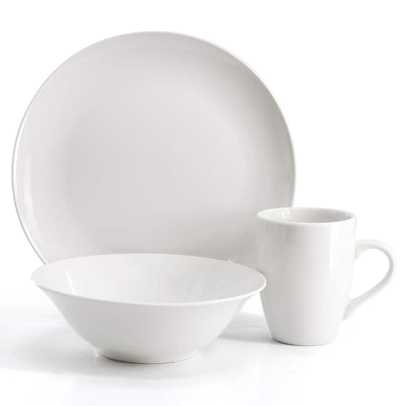 Gibson Home Wintercap 12 Piece Fine Ceramic Dinnerware Set in White