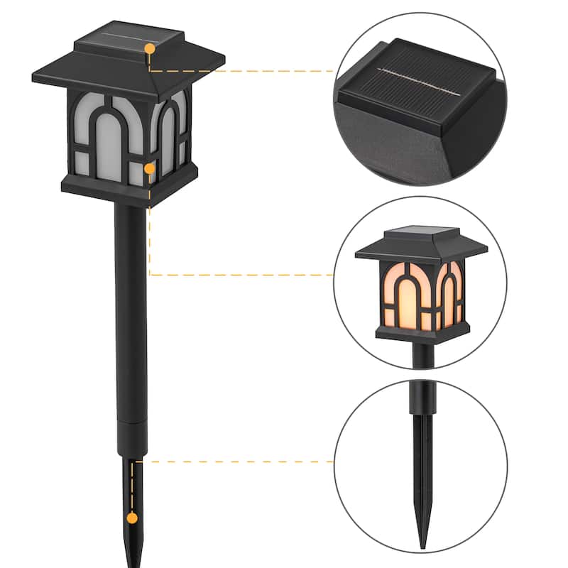C Cattleya Black Solar Flickering Flame LED Outdoor Path Lights