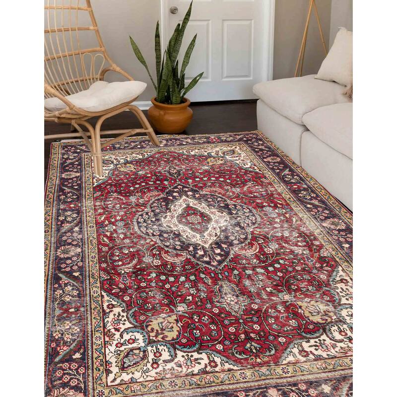 ECARPETGALLERY Hand-knotted Antalya Vintage Red Wool Rug - 6'7 x 9'8
