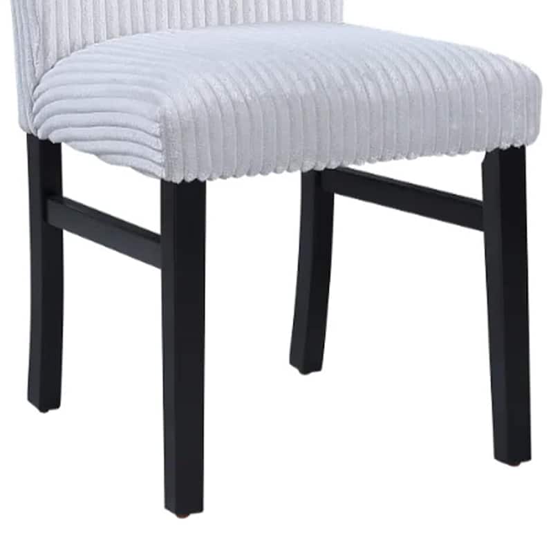 Ticy Dining Chair Set of 2, Light Gray Padded Seat, Black Wood Legs