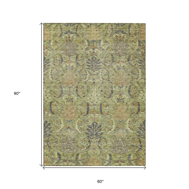 HomeRoots Damask Transitional Rectangle Outdoor Rug