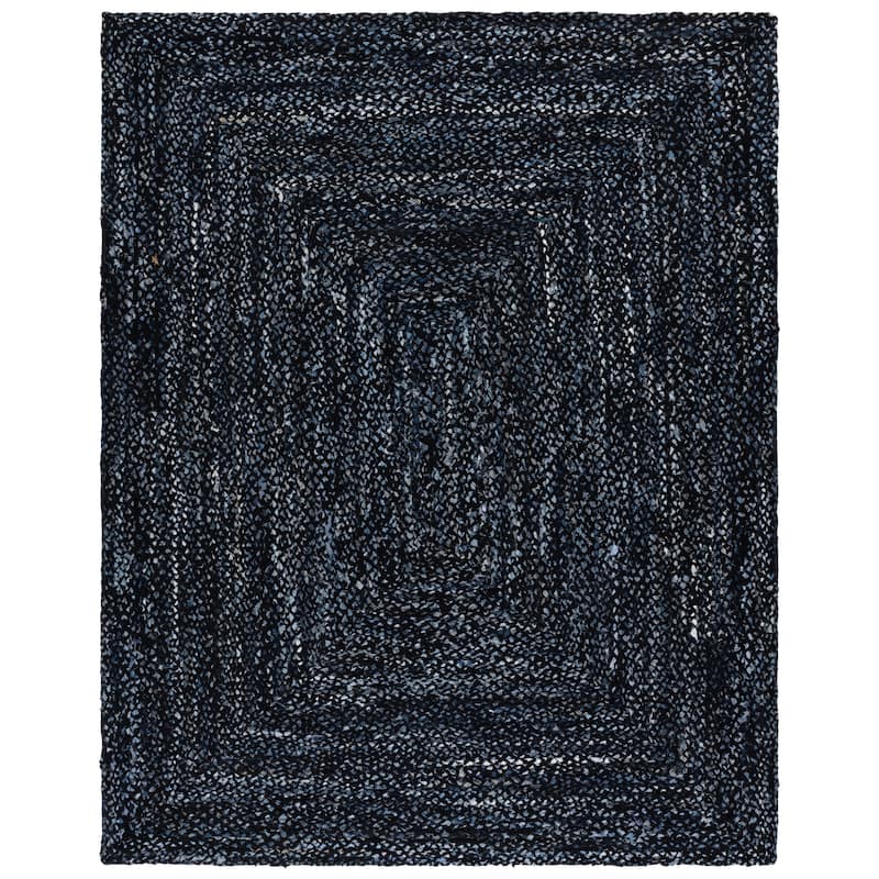 SAFAVIEH Georgine Handmade Nanny Braided Bohemian Cotton Rug - 8' x 10' - Black/Blue