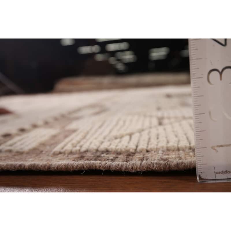 Moroccan Oriental Large Area Rug Hand-Knotted Abstract Wool Carpet - 10'1"x 13'9"