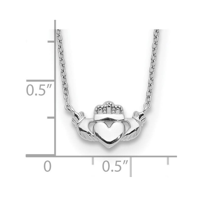 Curata 14k Yellow or White Gold Polished Irish Claddagh Celtic Heart Necklace, 17"