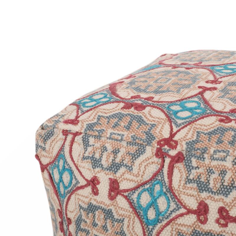 Amelia Handcrafted Fabric Pouf, Multicolored