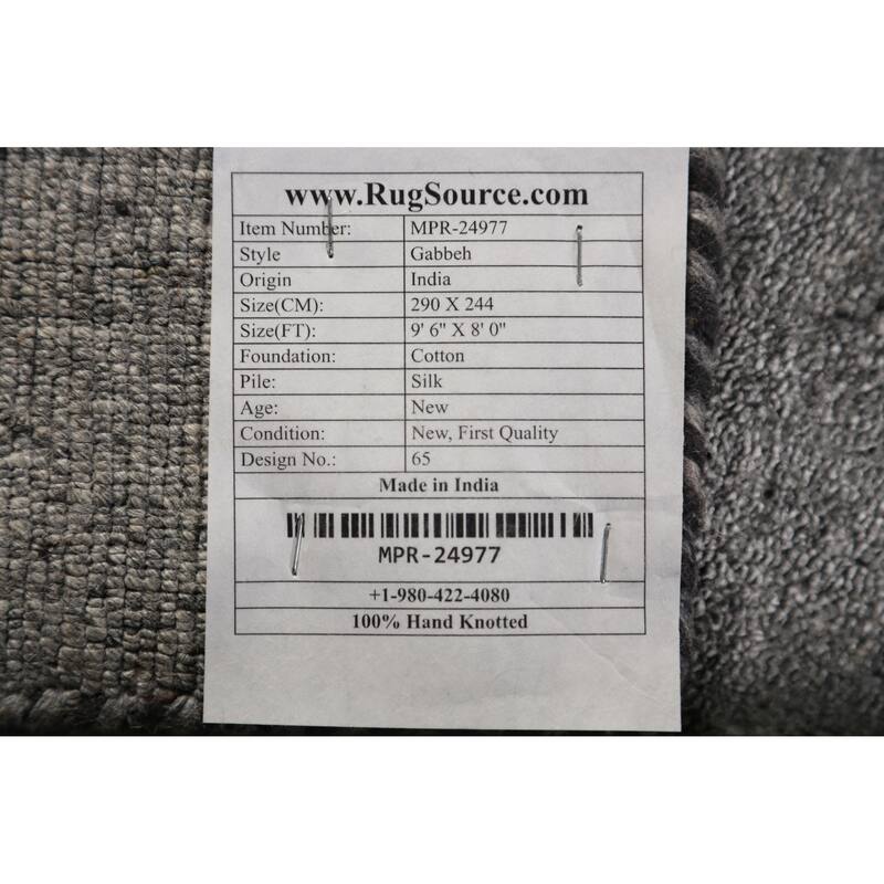 Gray Gabbeh Indian Area Rug Handmade Silk Carpet - 8'0" x 9'6"